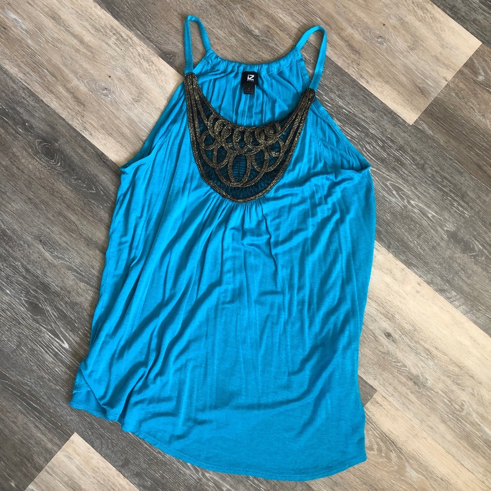 iZ Byer Teal Blue Spaghetti Stap Top